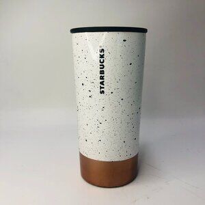 Starbucks White Speckle Rose Gold Stainless C -17 Tumbler 12 Oz